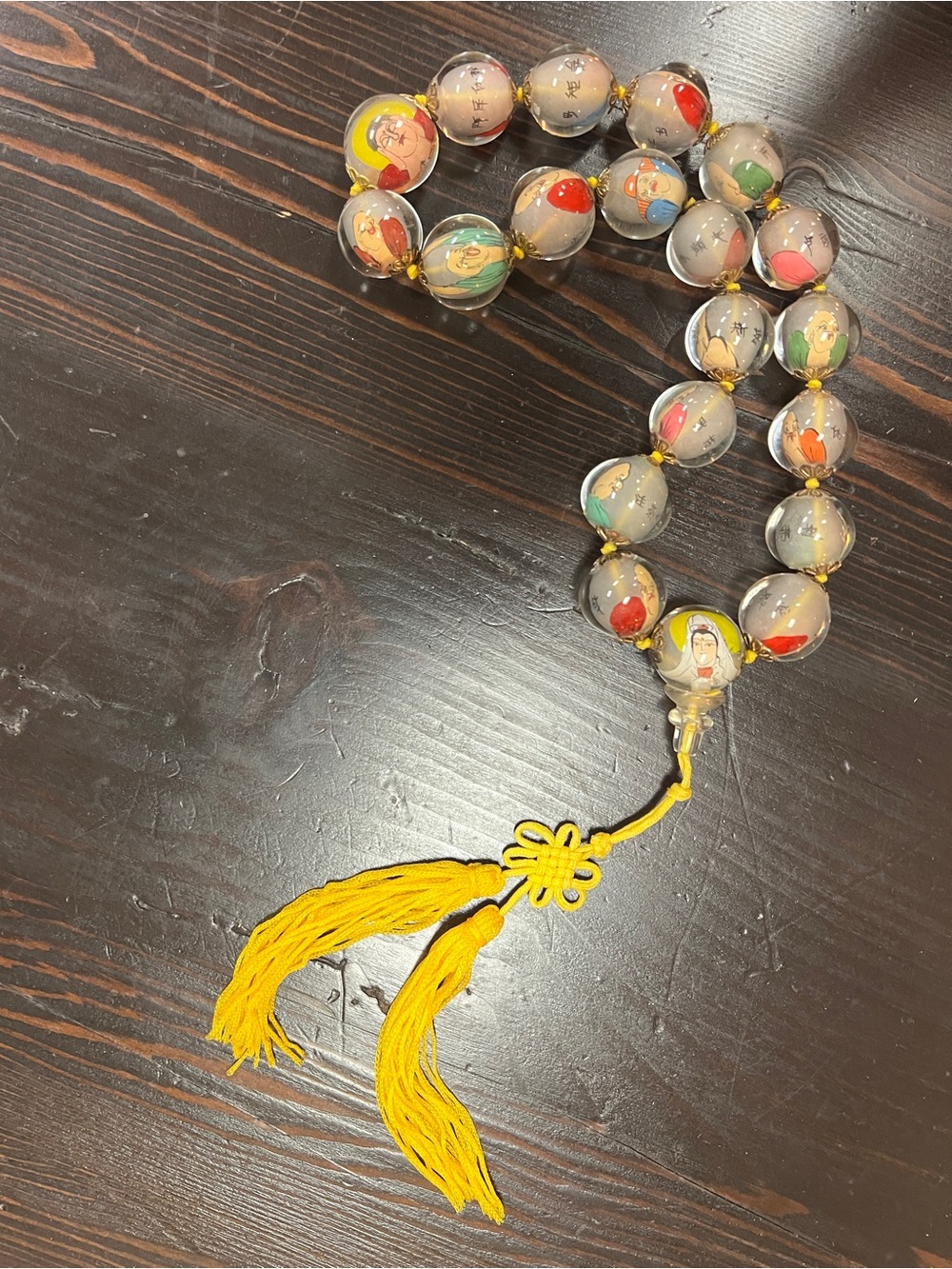 Vintage Reverse Hand Painted Glass Chinese PRAYER Beads, Artisan - Picture 2 of 10